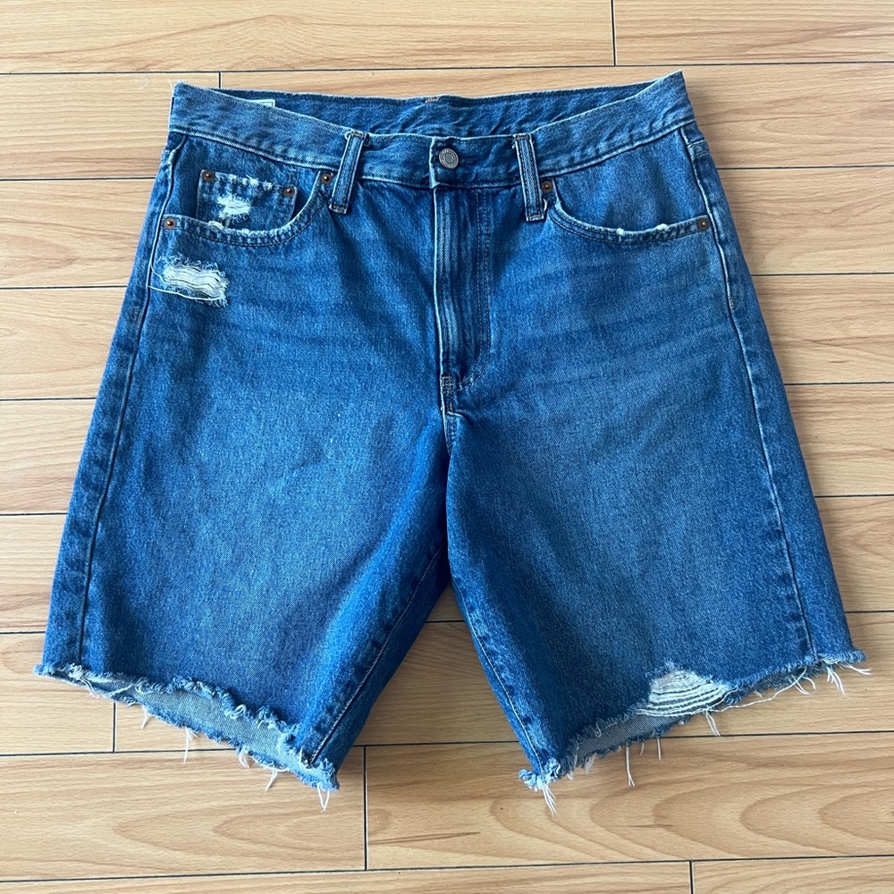 GAP Denim Bermuda 8" Shorts Women Size 30 Blue Mid Rise Loose